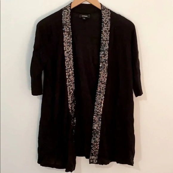 Express // Open Front Sequin Cardigan - Picture 1 of 4